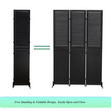 ZNTS 3 Panel Room Divider 6Ft Wood Folding Privacy Screen Black Room Separator Free Standing Wall W1757122143