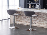 Masaccio Velvet Upholstered Adjustable Swivel Barstool, Set of 2, Gray T2574P164846