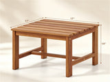 17 Acacia Wood Outdoor Side Table, Square Slatted Patio End Table with Drainage Design, HeavyDuty 86577775