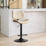 Walnut Bentwood Bar Stools Mid Century Modern Adjustable Counter Height Black Leather Upholstered W1143P173515