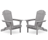 Wood Patio Chair for Garden Outdoor Wooden Folding Adirondack Chair Set of 2 Solid Cedar Wood 61370535