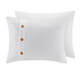 3 Piece Cotton Waffle Weave Comforter set White Full/Queen B03597060