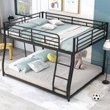 ZNTS Metal Floor Bunk Bed, Full XL over Queen, Black MF311038AAB