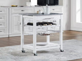 Mobile Rolling Kitchen Island Cart with Marble Top, Kitchen Trolley with Drawer, Slide-Out Wire 49275756