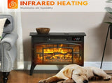 Black Electric Fireplace Stove, 1500W Infrared Heater with Realistic Flame Effect & Adjustable 98556126