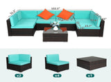 Brown Gradient Rattan Lake Blue Cushion Cushion Vacuum Packing Rattan 7 Piece Set 94011452