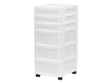 6-Drawer Plastic Storage Cart with Organizer Top and Wheels, Clear/White 88977781
