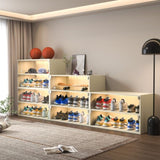 Off white Glass Door Shoe Box Shoe Storage Cabinet For Sneakers With Led Light 44635466