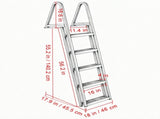 5-Step Removable Dock Ladder, 350 lbs Load Capacity, 4'' Wide Non-Slip Steps, for Pontoon Boat, 85646111