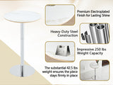 Rock slab circular tabletop non adjustable bar table, bar table with silver legs W2920P443468