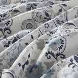3 Piece Floral Printed Cotton Comforter Set Blue King/Cal King B035P148329