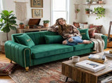 FX-P11-GR 87.4 Inches Contemporary Upholstered Sofa Couch, 3 Seater Sofa with Plush Cushions & W576P360571