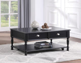 ZNTS Classic Design Black Finish Lift Top Cocktail Table with Casters Bottom Shelf Wooden Traditional B011P175459