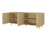 Sideboard Buffet Cabinet with Storage, Long Sideboard Storage Cabinet with 4 Doors, Wood Credenza W409P327407