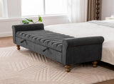 65.55" Wide Modern Upholstered Storage , Napped fabric Bed End Foot Stool With Rolled Armrest, 74232923