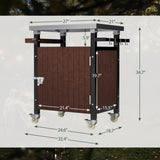 Outdoor Grill Cart with Stainless Steel Tabletop, Storage, Patio Kitchen Island with Wheels, Hooks, W1422P212119