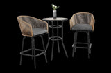 3pcs Outdoor Bar Set, Patio Bar Table and Chairs Set, Bar Height Patio Set - 2 x Swivel Bar Chairs , W640P256798