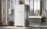 ZNTS Tall Bathroom Storage Cabinet, Cabinet with Two Doors and Drawers, Adjustable Shelf, MDF Board, WF310828AAK