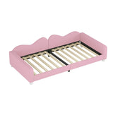 Twin size Upholstered Daybed, Sherpa Fabric Sofabed with Cloud-Shaped Backrest, No Box-spring N733P234602H