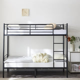 ZNTS Iron Bed Bunk Bed with Ladder for Kids Twin Size Black 67430277