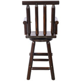 Rustic Bar Stool - Fir Wood Construction, Chair with Footrest,Wide Armrest, Rustic Kitchen Stool, W465P221173