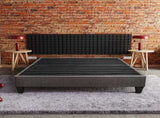 Contemporary 14 in. Platform Mattress Foundation, Cal King Size Upholstered Bed Base, Dark Gray B011P203584