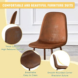Set of 4 Suede Backrest and Walnut Color Transfer Legs Chairs - Adding a touch of elegance to W3226P279070