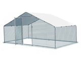 2*2*2m/6.5x6.5x6.5ft Silver Chicken Coop with Pointed Roof, 180g PE Rain Cloth, Metal Chicken and 69924344