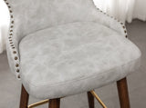 Nevis Mid-century Modern Faux Leather Tufted Nailhead Trim Barstool Set of 2, Off-White T2574P165103