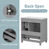 30" Bathroom Vanity with Sink, One Door with Shelf and Three Drawers, Soft Close Door, Grey N759P225994E