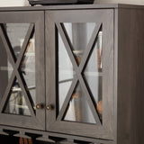 Farmhouse Bar Cabinet for Liquor and Glasses, Dining Room Kitchen Cabinet with Wine Rack, Sideboards W2275P148520