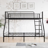 Heavy Duty Twin-Over-Full Metal Bunk Bed, Easy Assembly with Enhanced Upper-Level Guardrail, Black W84056876