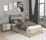 Twin Bed Frame, Storage Headboard with Charging Station, Solid and Stable, Noise Free, No Box Spring W2129P272269