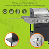 Propane Grill 3 Burner Barbecue Grill Stainless Steel Gas Grill with Side Burner, 37,000 BTU Outdoor W3212P279747