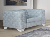 Saree Light Teal Chenille & White Finish Chair B2726P256343