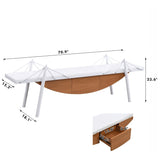 Sailboat-Shaped TV Stand, 70.87 inch Modern Entertainment Center with Drawer, MDF Wood Media Console W2317P253393