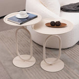 Lantern-shaped Metal End Table, Small Round Side Table, Modern Coffee Drink Cocktail Table, Small W2664P232829