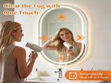 32x20" Oval LED Backlit Bathroom Mirror, 3 Color Temperatures Stepless Dimmable Vanity Mirror, 26607326