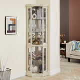 Lighted Corner Curio Cabinet - Display Case for Living Room, Antique Collectibles, Wine & Bar Glass W1758P294619