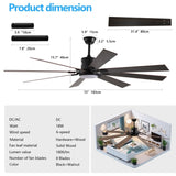 ZNTS Walnut LED Ceiling Fan Light with 8 Wooden Blades, Remote Control, Dimmable & Adjustable Color W1340P244569