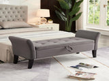 51.5" Bed Bench with Storage Grey Velvet W1097104005