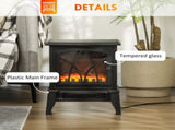 Electric Fireplace Freestanding Stove Heater with Realistic Flames 14.25"x9.5"x18" Black 29633557