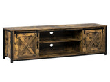 3-layer Double Barn Door with Sliding Rail X-shaped Panel TV Cabinet MDF with Triamine Retro Brown 94882860