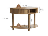 31.5-Inch Grooved Half-Moon Console Table, Farmhouse Sofa Table Behind Couch, Modern Entryway Table, 07132304