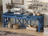 U_Style 60''Acacia Veneer Console with 4 Spacious Drawers, Modern Crisscross Design Entryway N711P289747V
