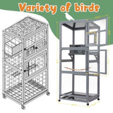 ZNTS Wood Bird Cage with Universal Wheels-Gray W2181P200971