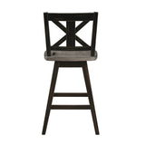 Counter Height Chairs Set of 2, Black X-Back 360-degree Swivel Chair Solid Rubberwood Kitchen Dining B011P194598