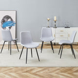 Comfortable Linen-Cotton Dining Chair Set - Four Pieces in Light Gray.Integrated Seat and W1151P230557