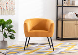 ZNTS Luxurious Design 1pc Accent Chair Yellowish Orange Velvet Clean Line Design Fabric Upholstered Black B01166685