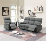 Gray Color Burlap Fabric Recliner Motion Sofa 1pc Couch Manual Motion Sofa Living Room Furniture B011133821